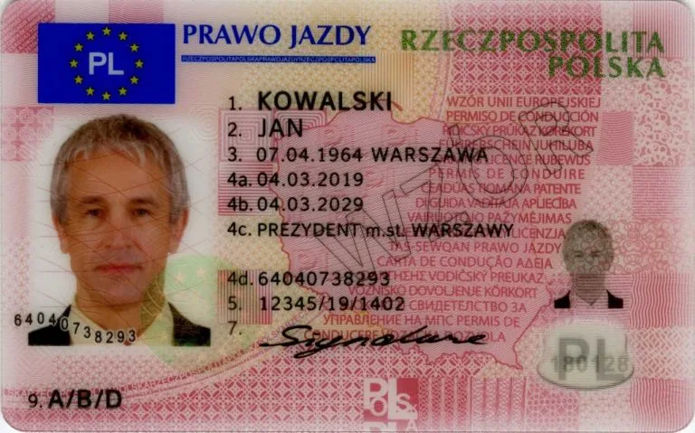 prawo jazdy wzór